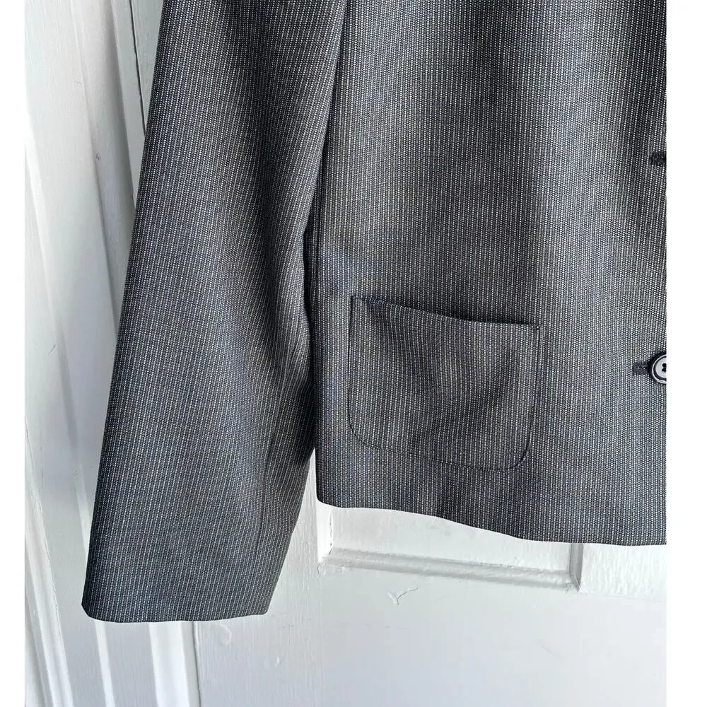 Harvé Bernard Wool Blazer | Size 12 | Gray Textured Jacket